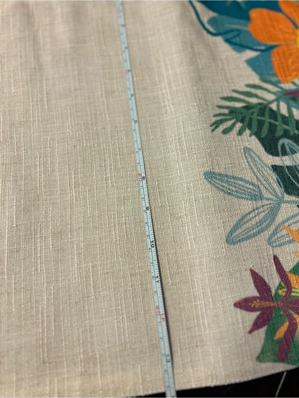 Tropical Floral Table Runner - Beige with Multicolor Accents